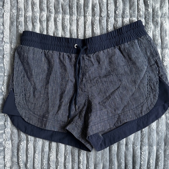 Athleta Pants - ATHLETA Bali Beachside Linen pull on
Shorts Navy Blue Stripe